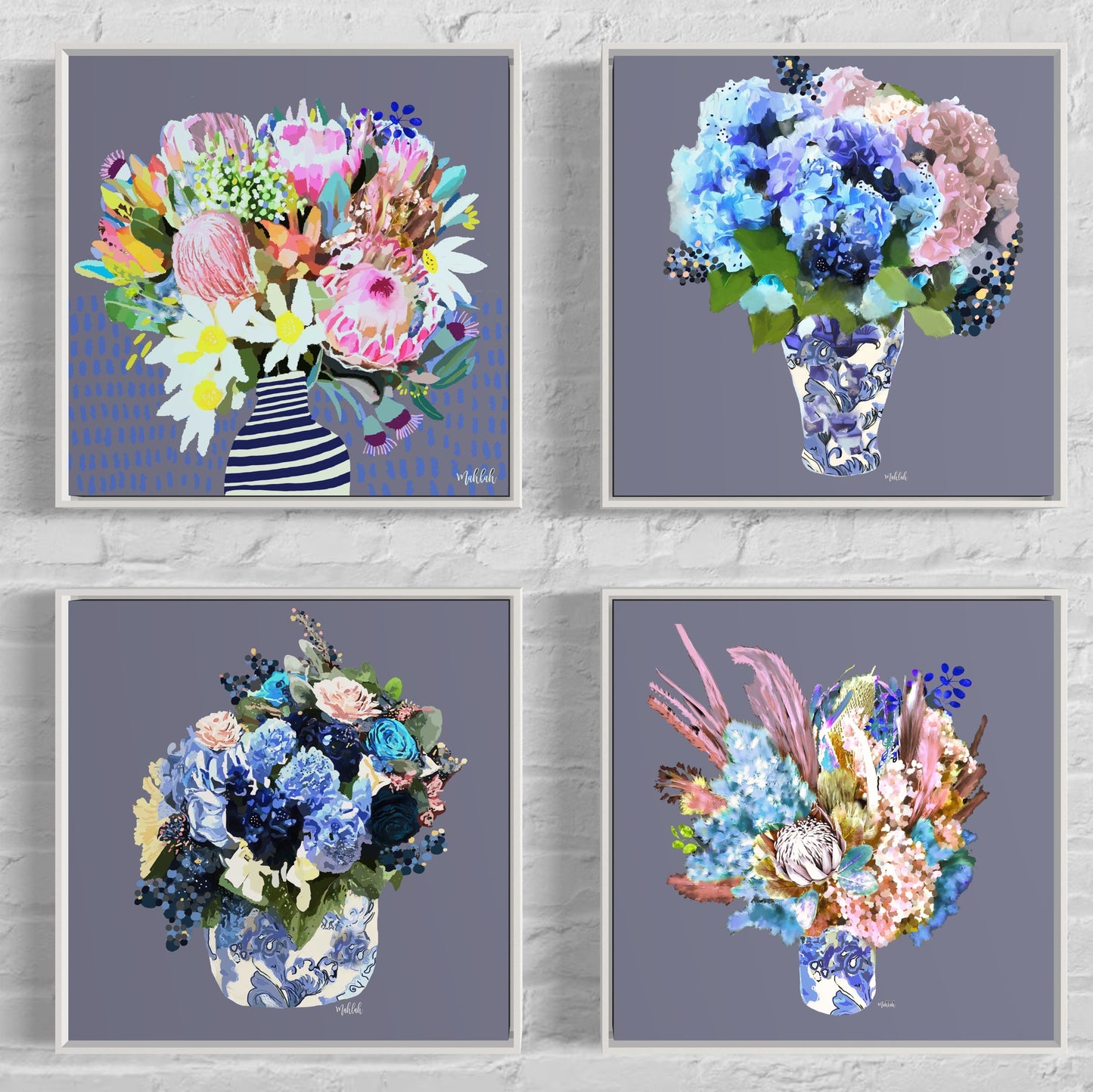 Set of 4 x 100cm x 100cm canvas prints