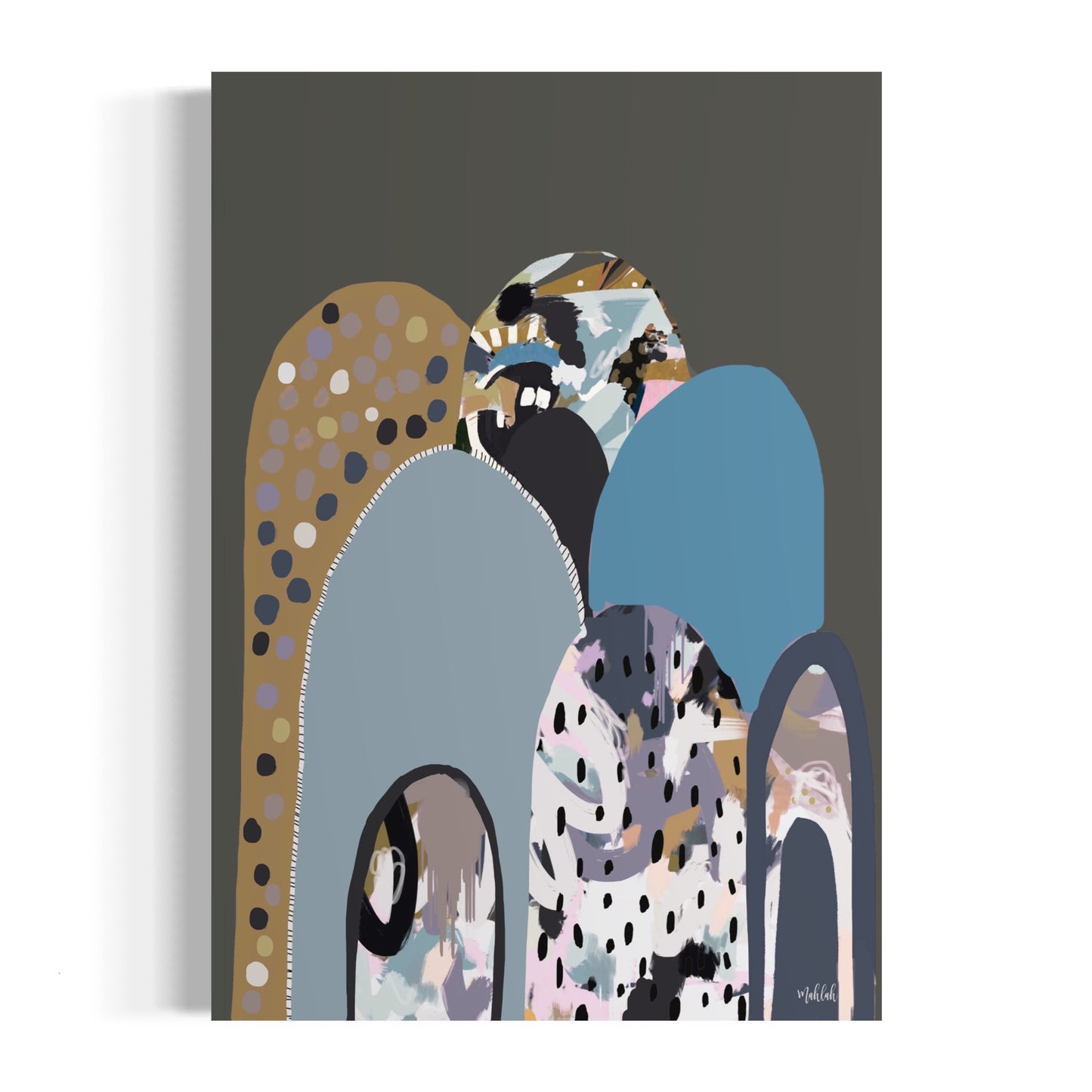 A3 Birdy hills grey print 300gsm