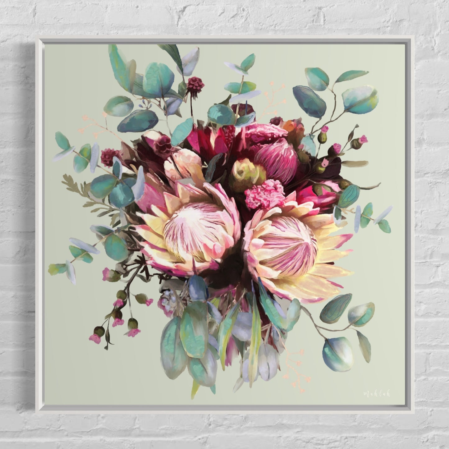 Lauren flowers Green (square) canvas print