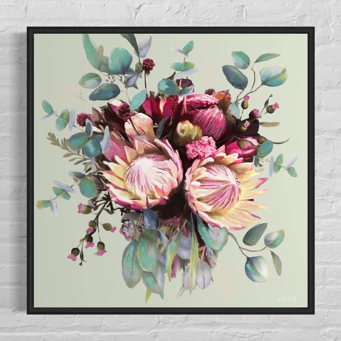 Lauren flowers Green (square) canvas print