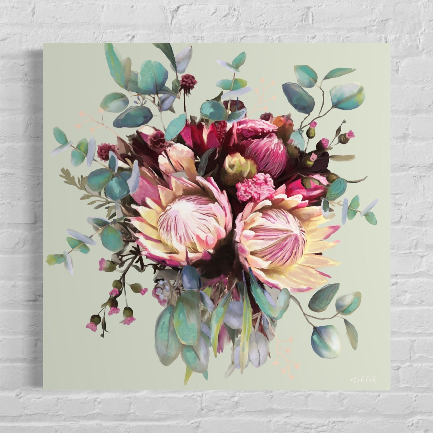 Lauren flowers Green (square) canvas print