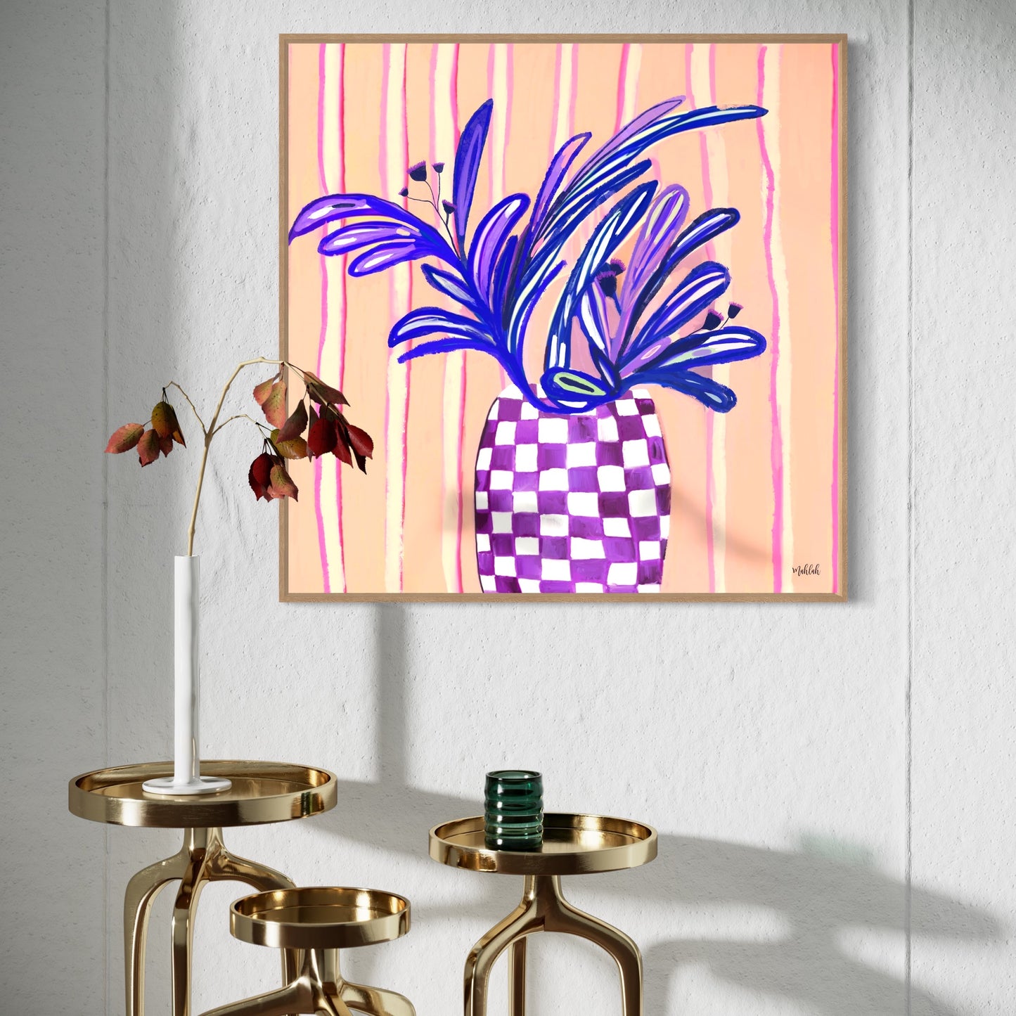 Checked vase Canvas Print