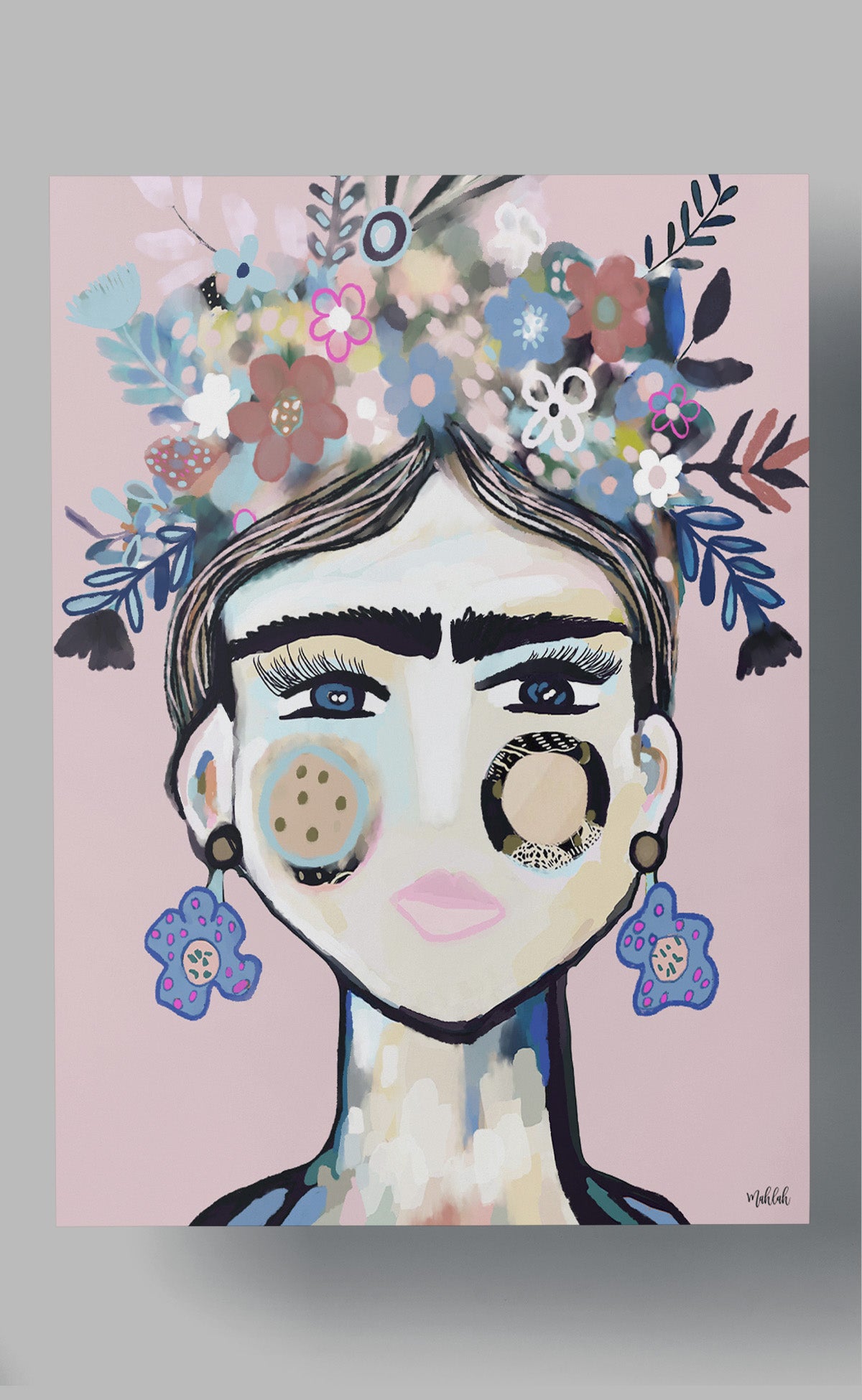 A3 pinky blue Frida print 300gsm