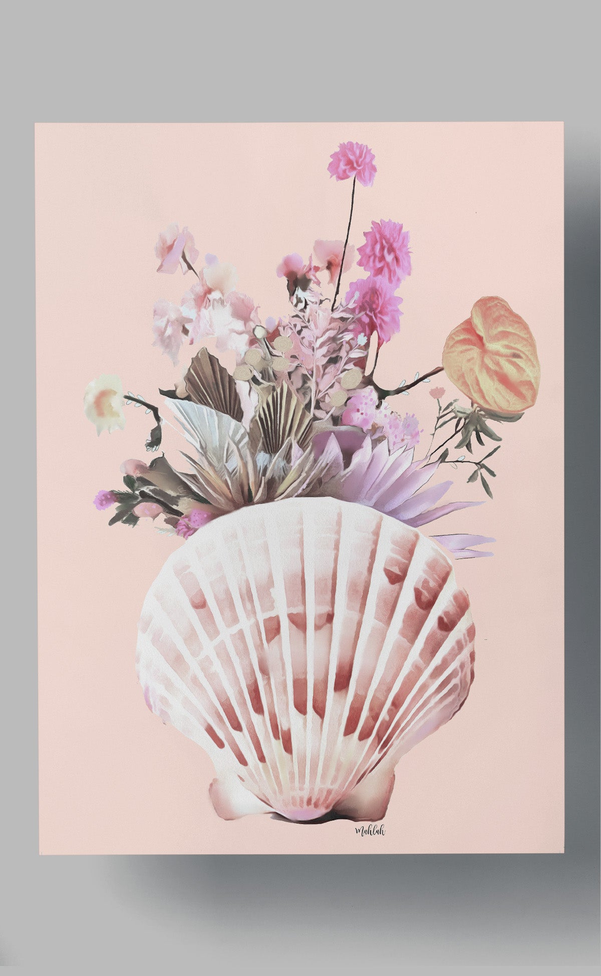 A3 Flower Shell (Peach) print 300gsm
