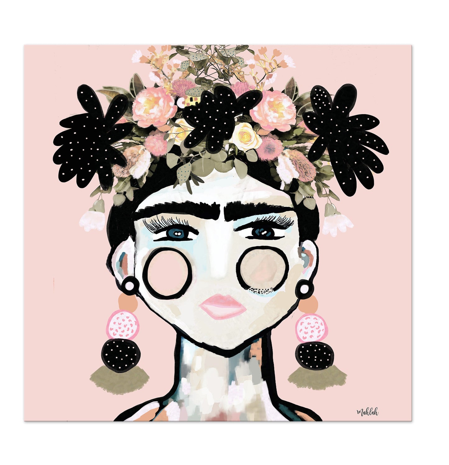 Spotted Frida Square Canvas Print