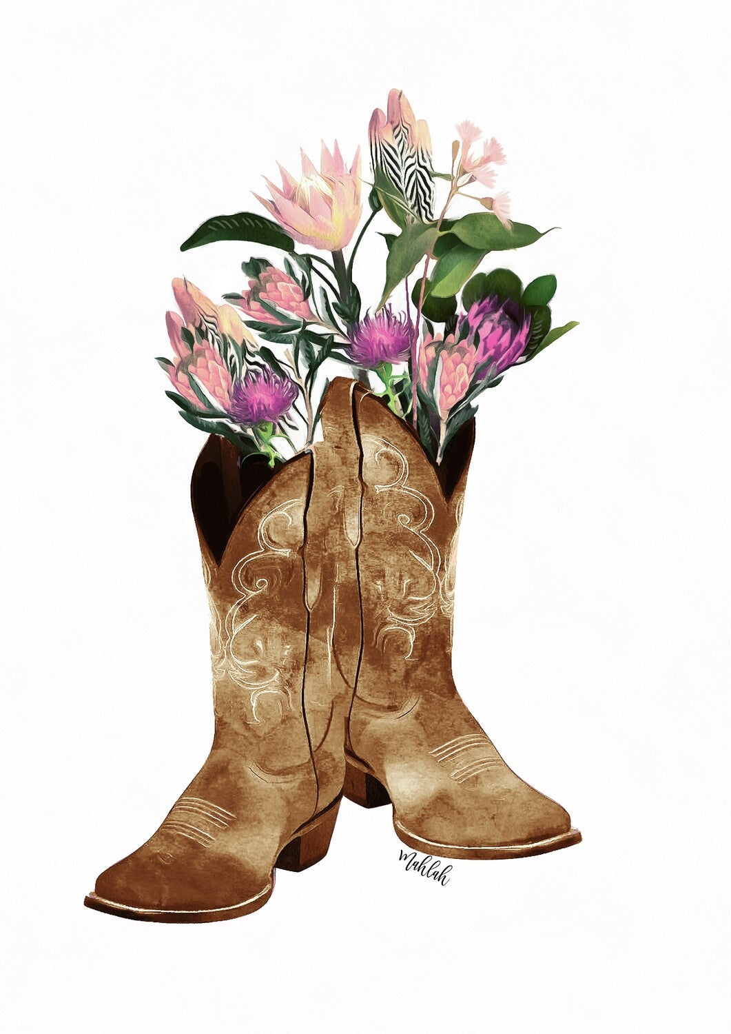 Cowboy Boots Flower Print