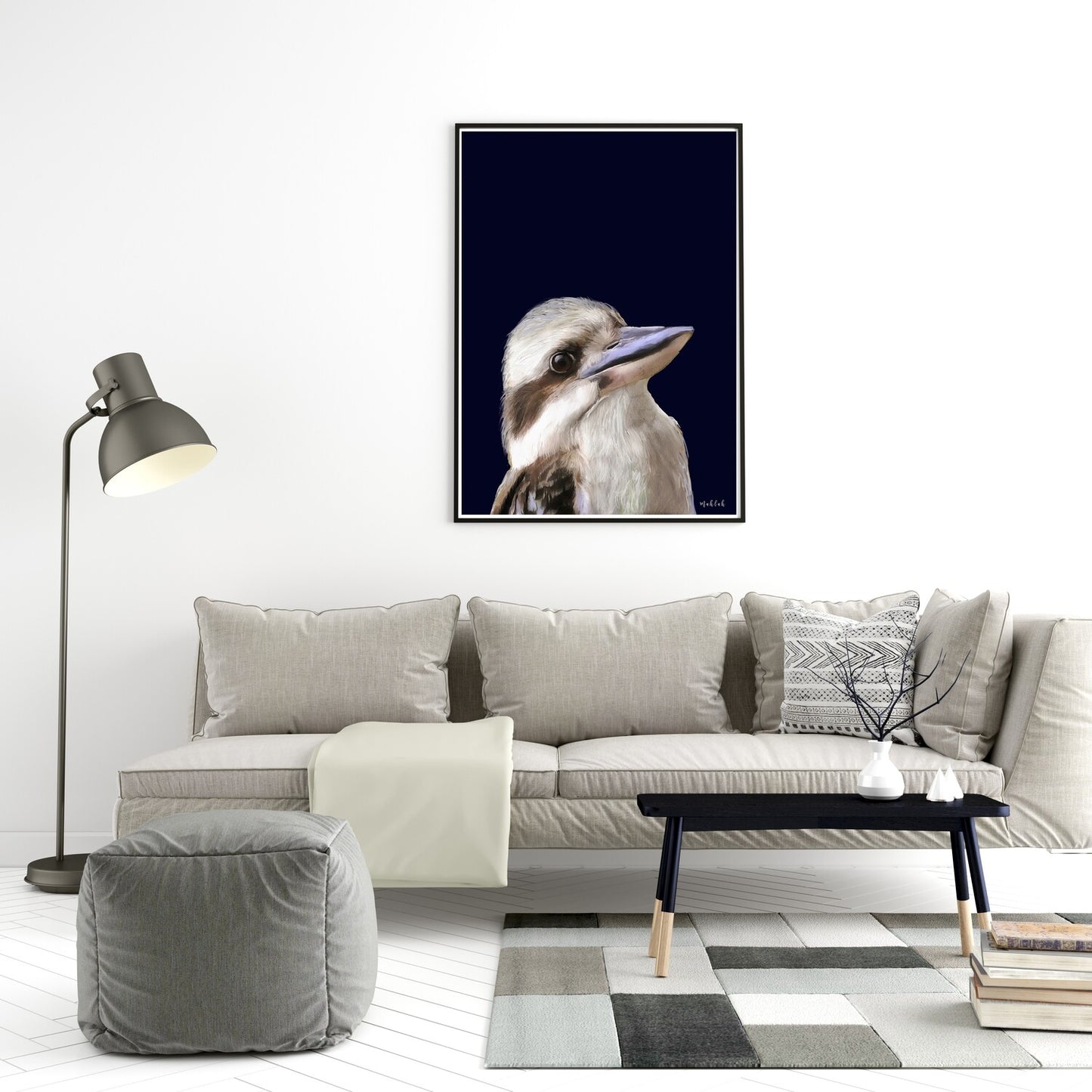kookaburra Navy Print