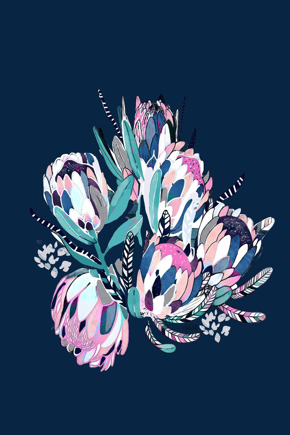 Colour bunch (Navy) Print