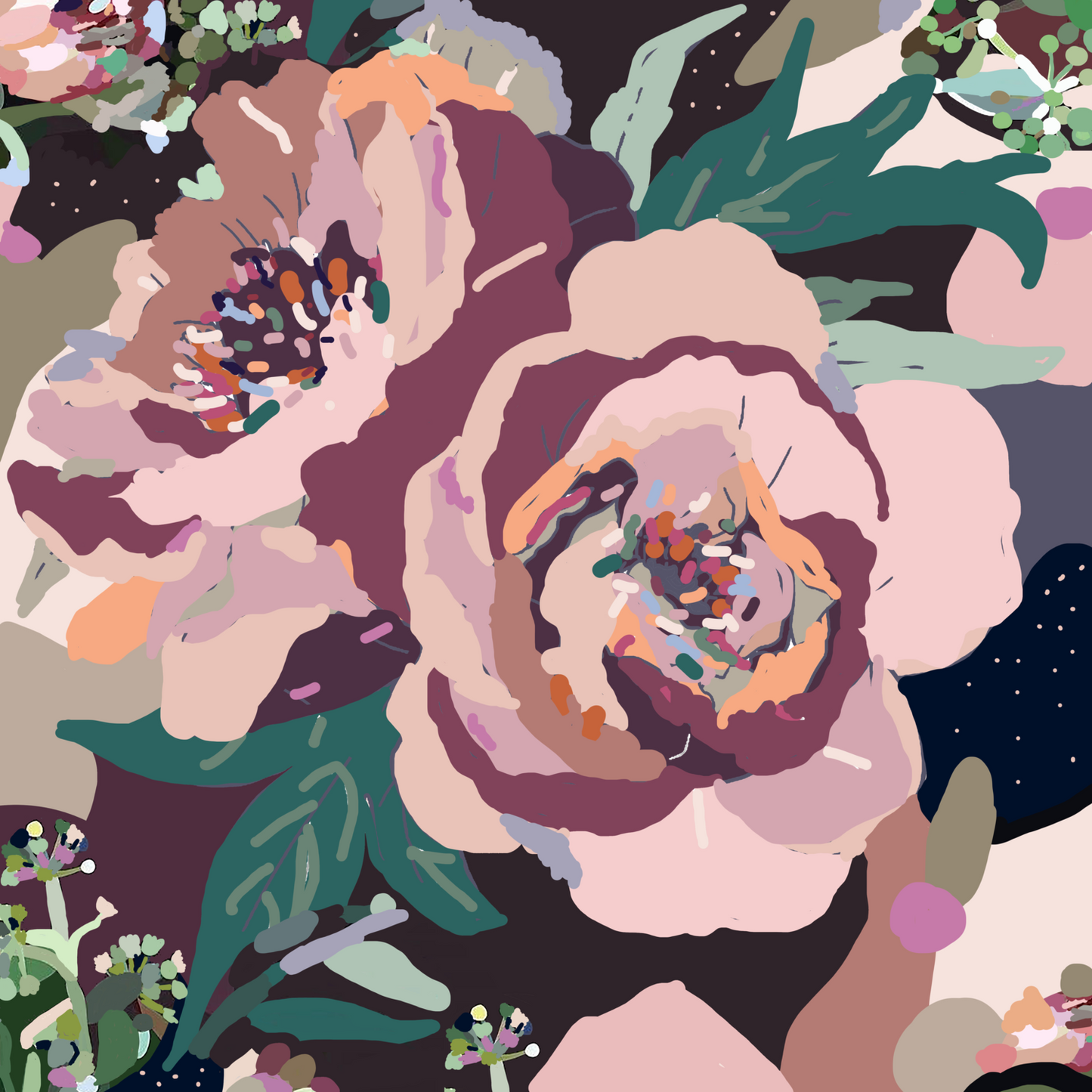 Frilly flowers Print