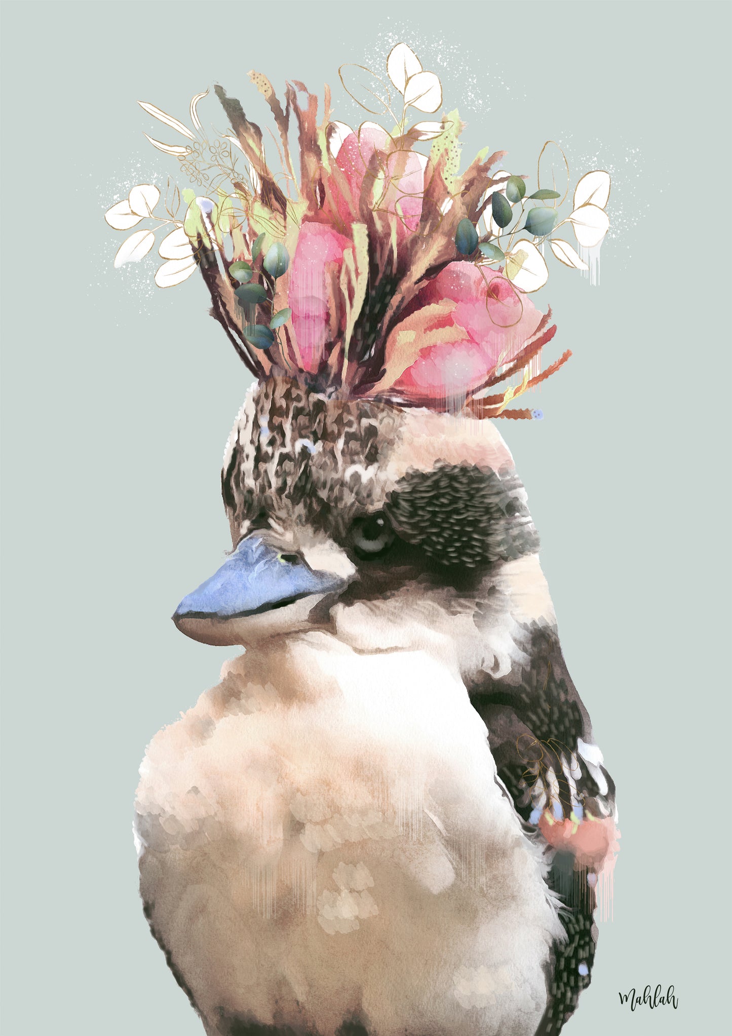 Kookaburra Flower Art Print