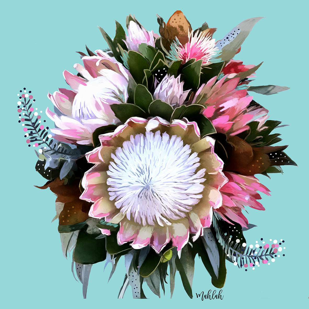 Peninsula wildflower (Aqua) Art Print