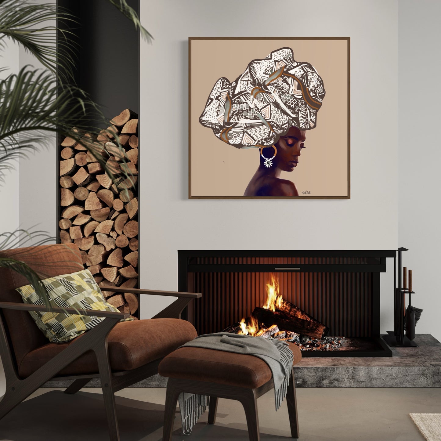 Jasmine 2 (In store pick up Only) Print with Natural frame - 90cm x 90cm