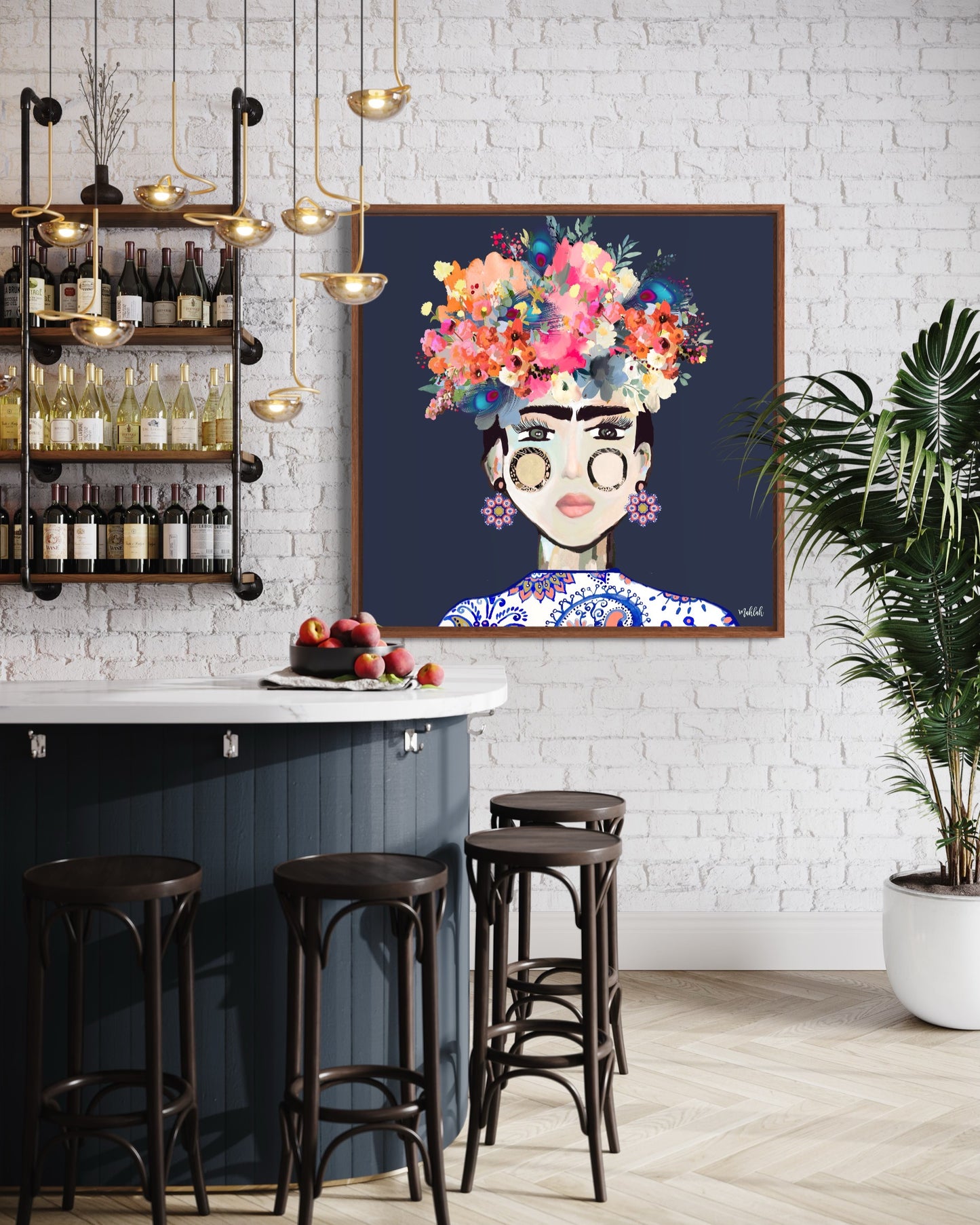 Frida Paisley Canvas Print (#2a3249)