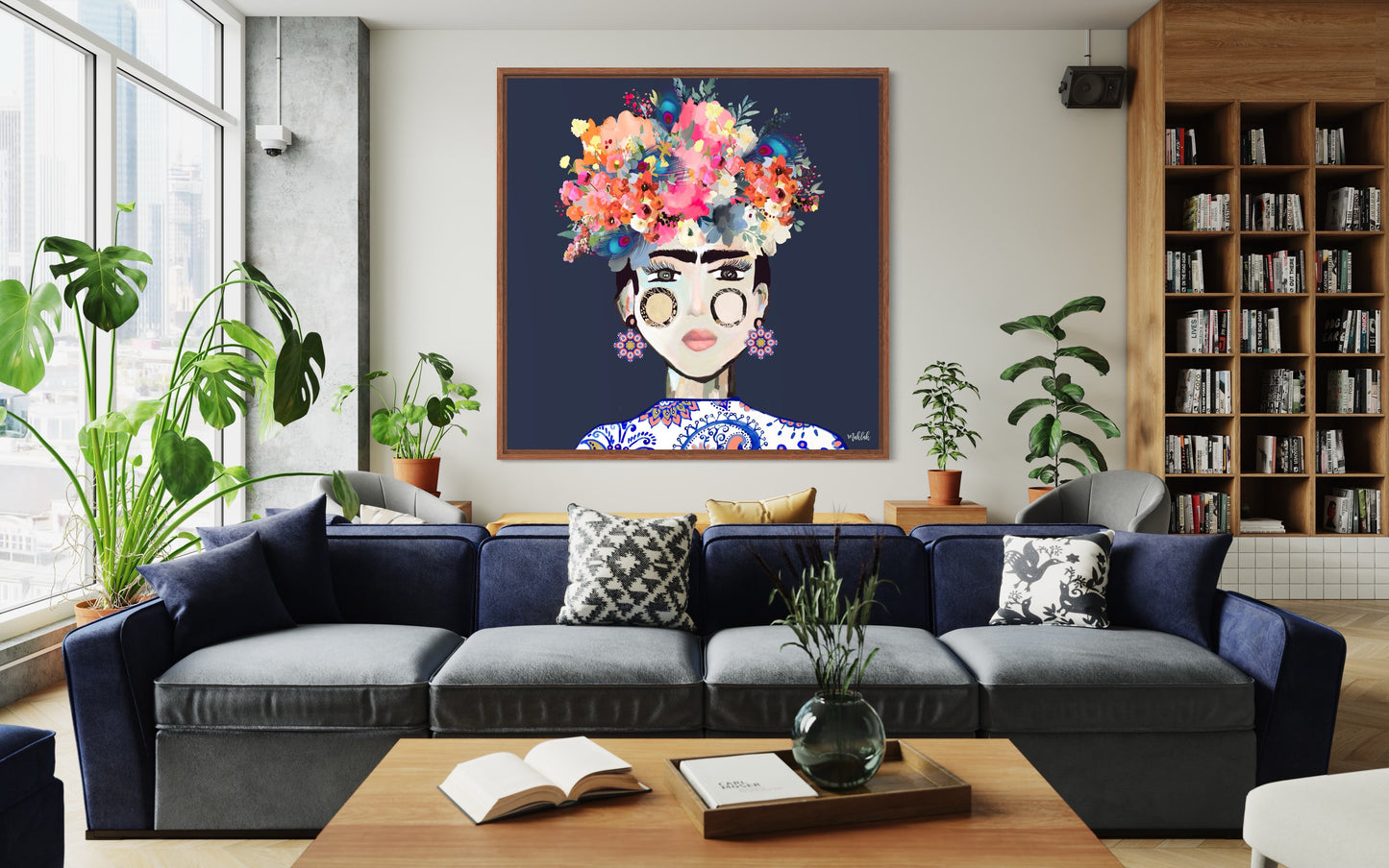 Frida Paisley Canvas Print (#2a3249)