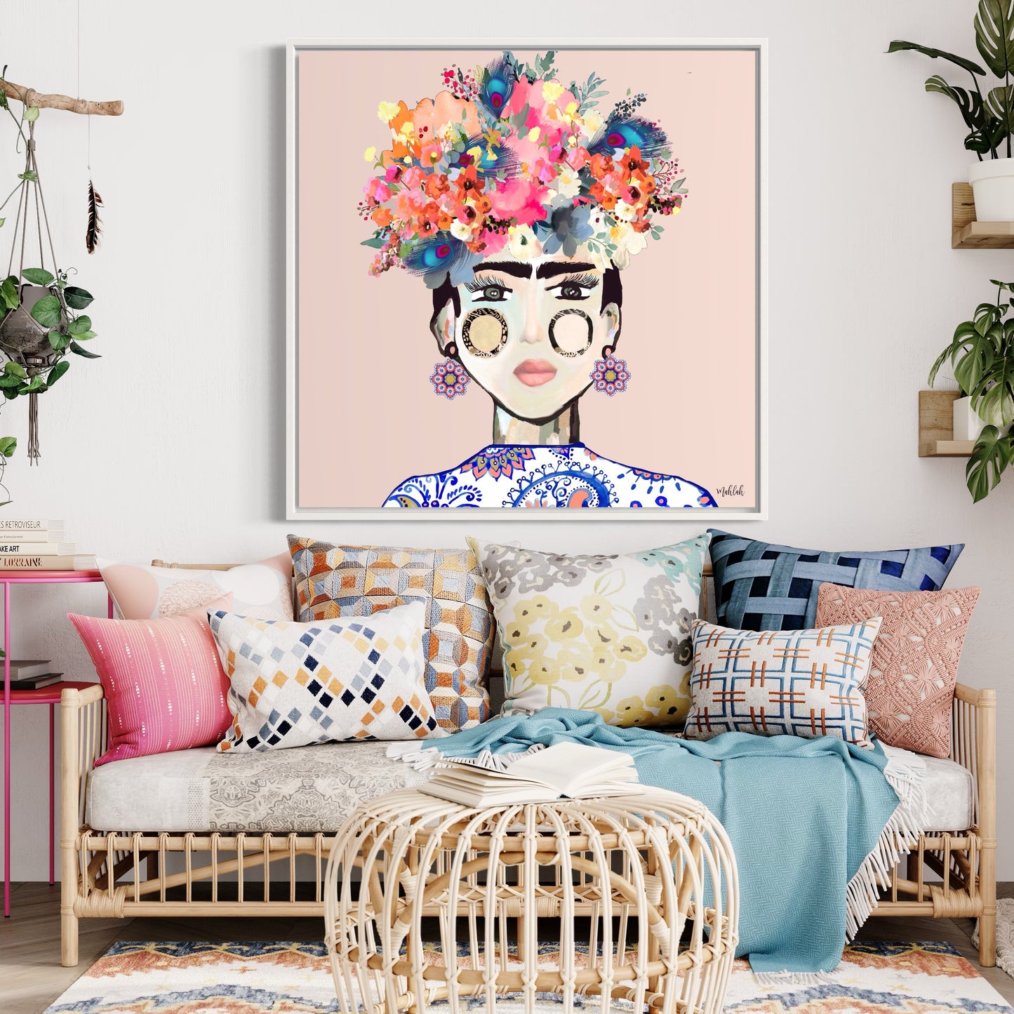Frida Paisley Canvas Print (#e5d0cb)(Pink)