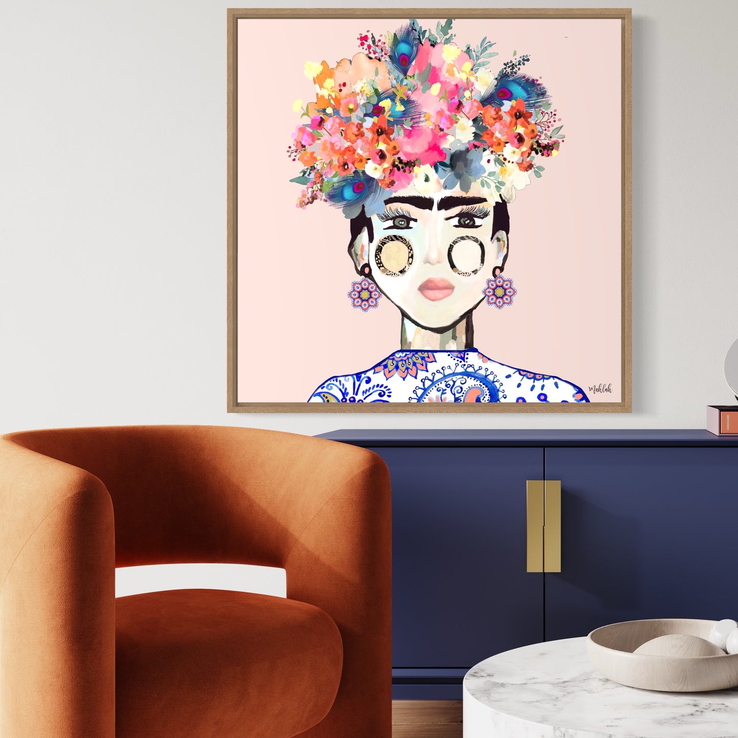 Frida Paisley Canvas Print (#e5d0cb)(Pink)