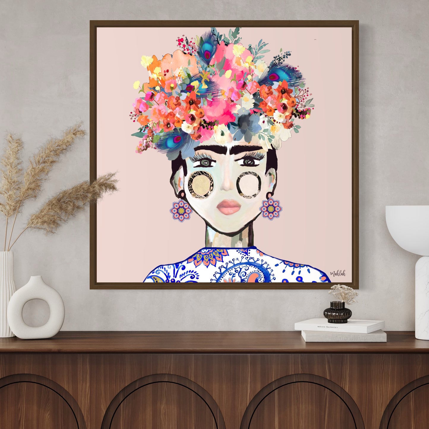 Frida Paisley Canvas Print (#e5d0cb)(Pink)