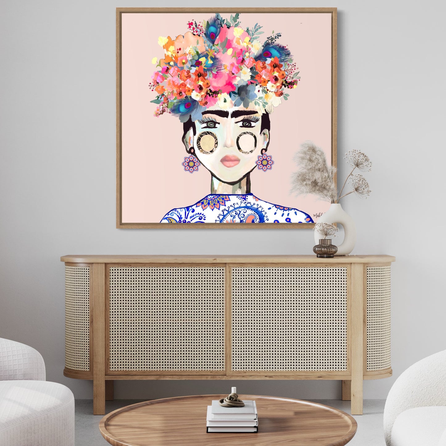 Frida Paisley Canvas Print (#e5d0cb)(Pink)
