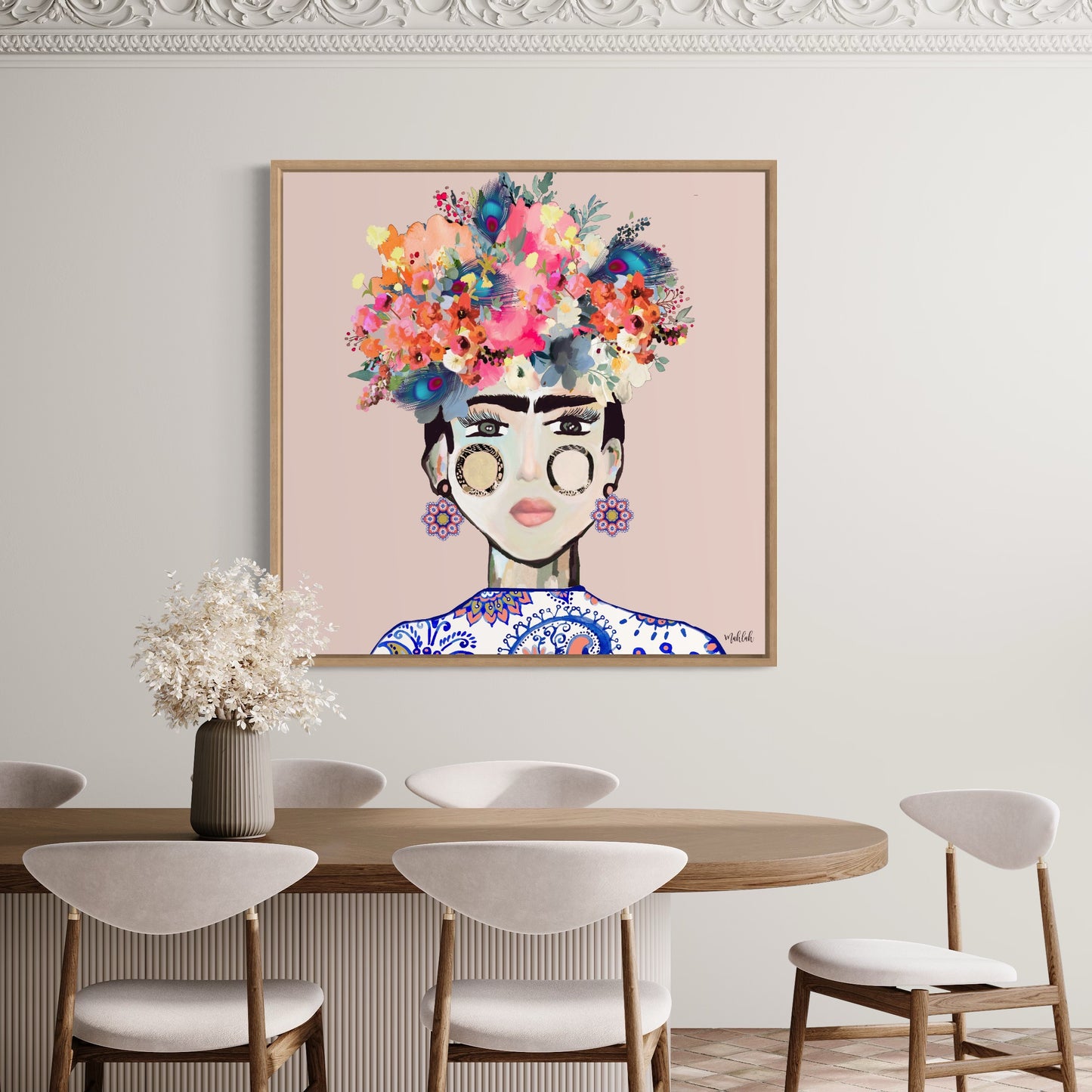 Frida Paisley Canvas Print (#e5d0cb)(Pink)
