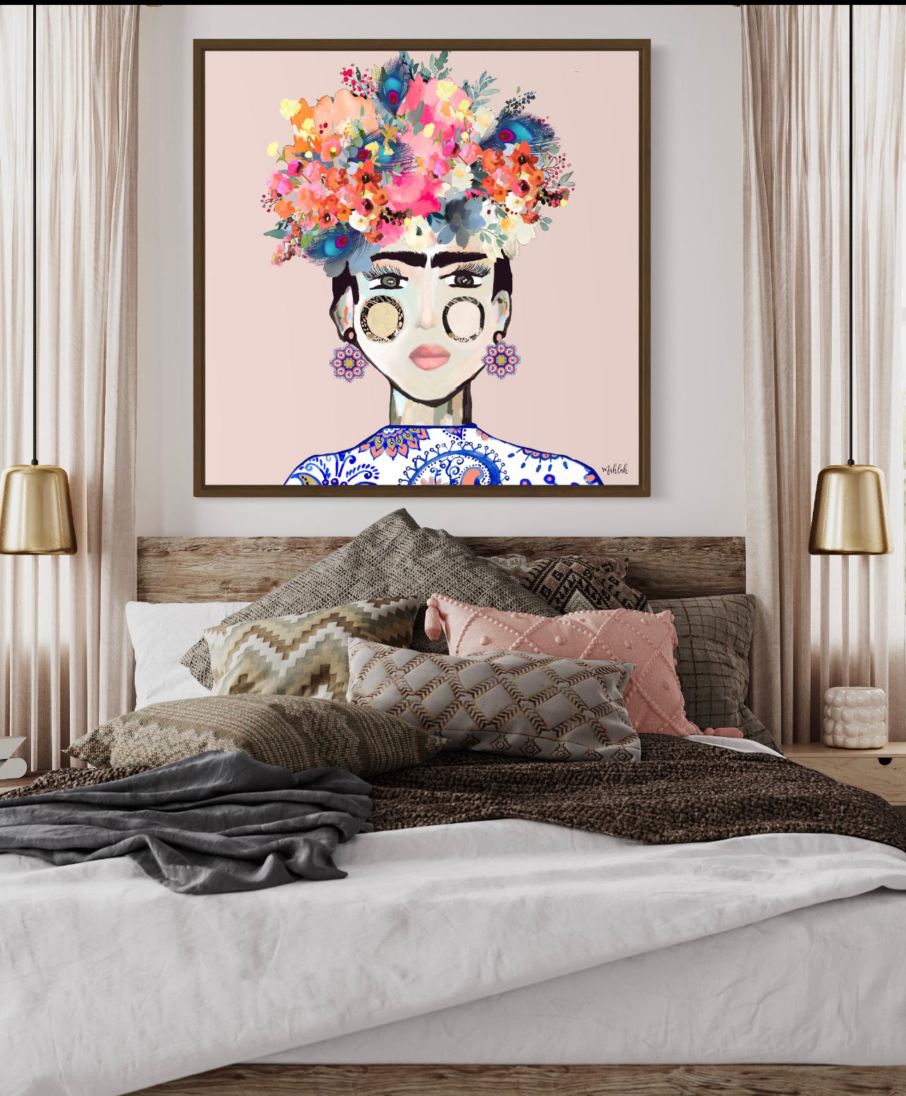 Frida Paisley Canvas Print (#e5d0cb)(Pink)