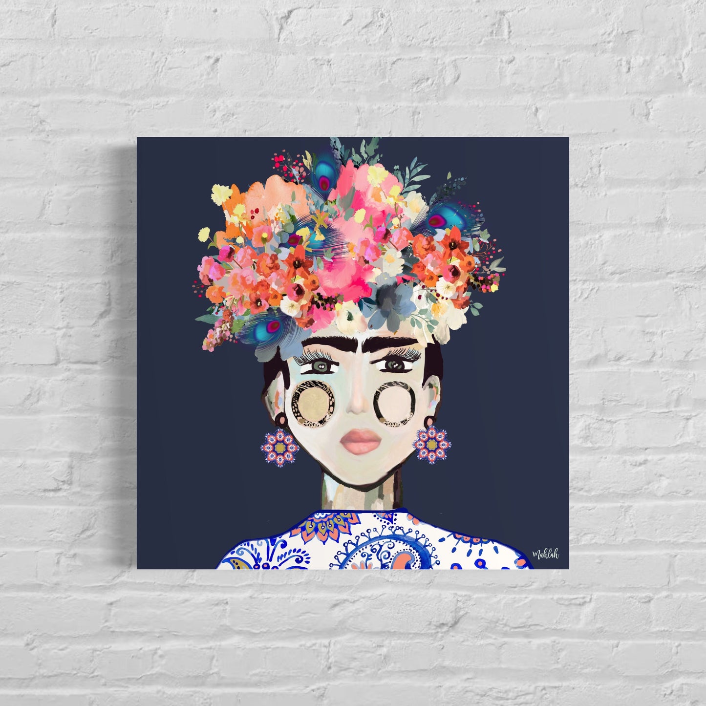 Frida Paisley Canvas Print (#2a3249)