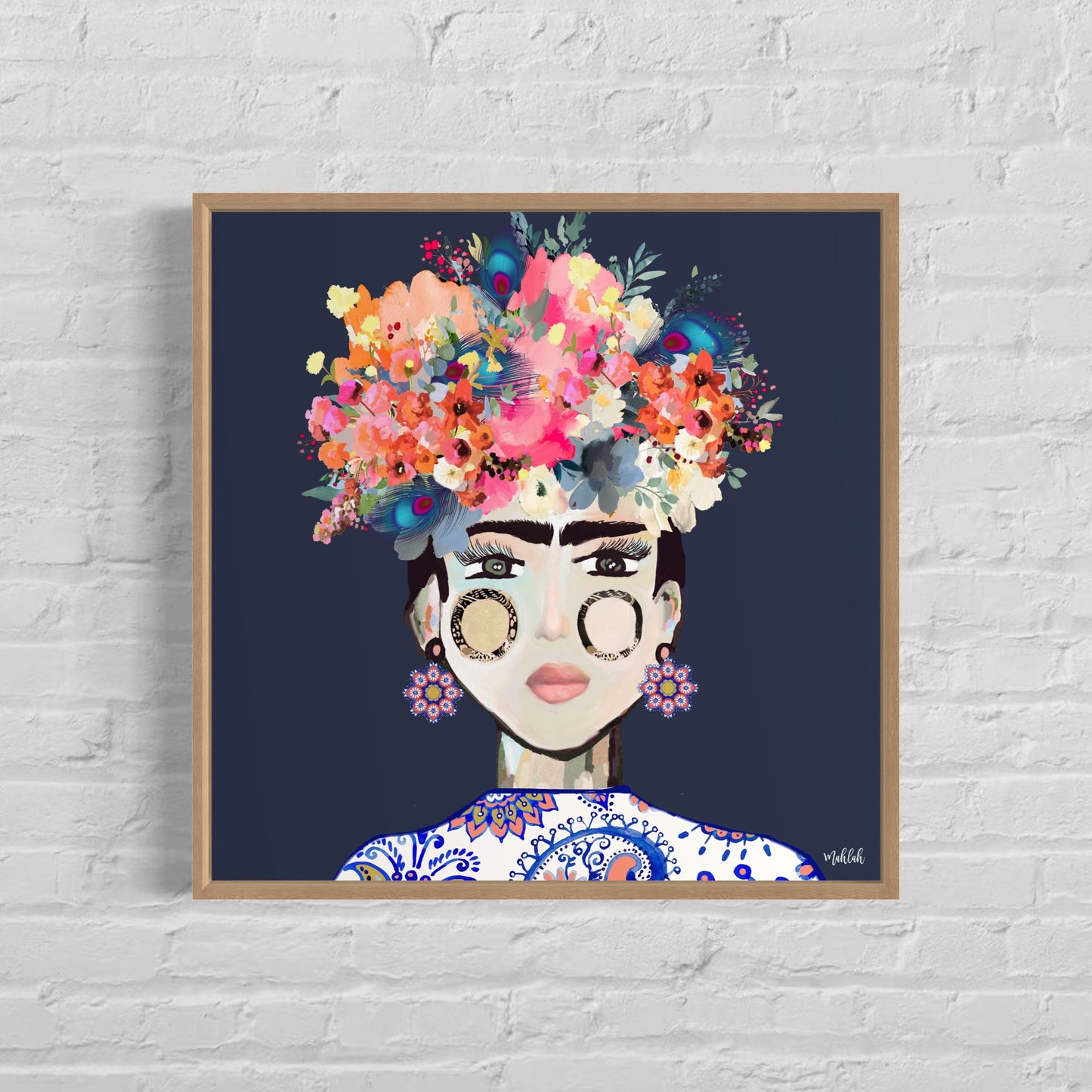 Frida Paisley Canvas Print (#2a3249)