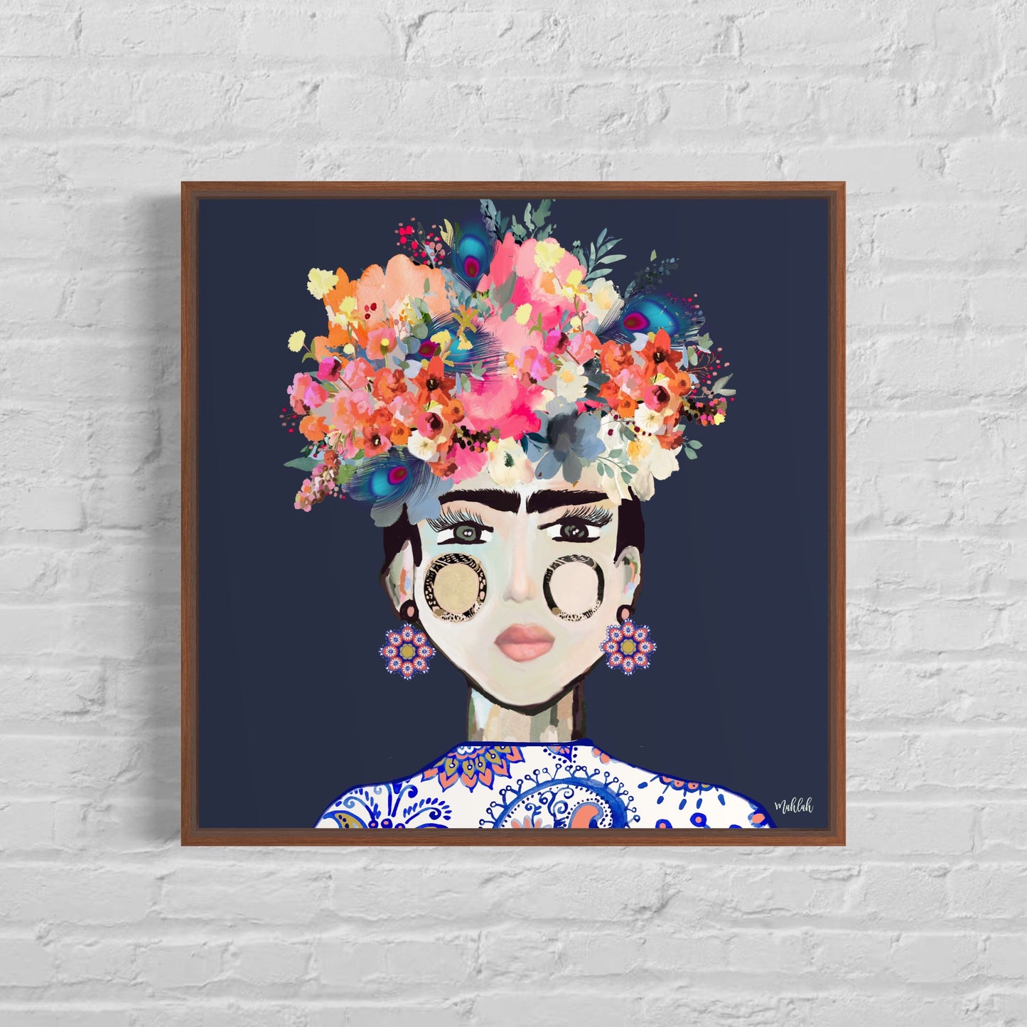 Frida Paisley Canvas Print (#2a3249)