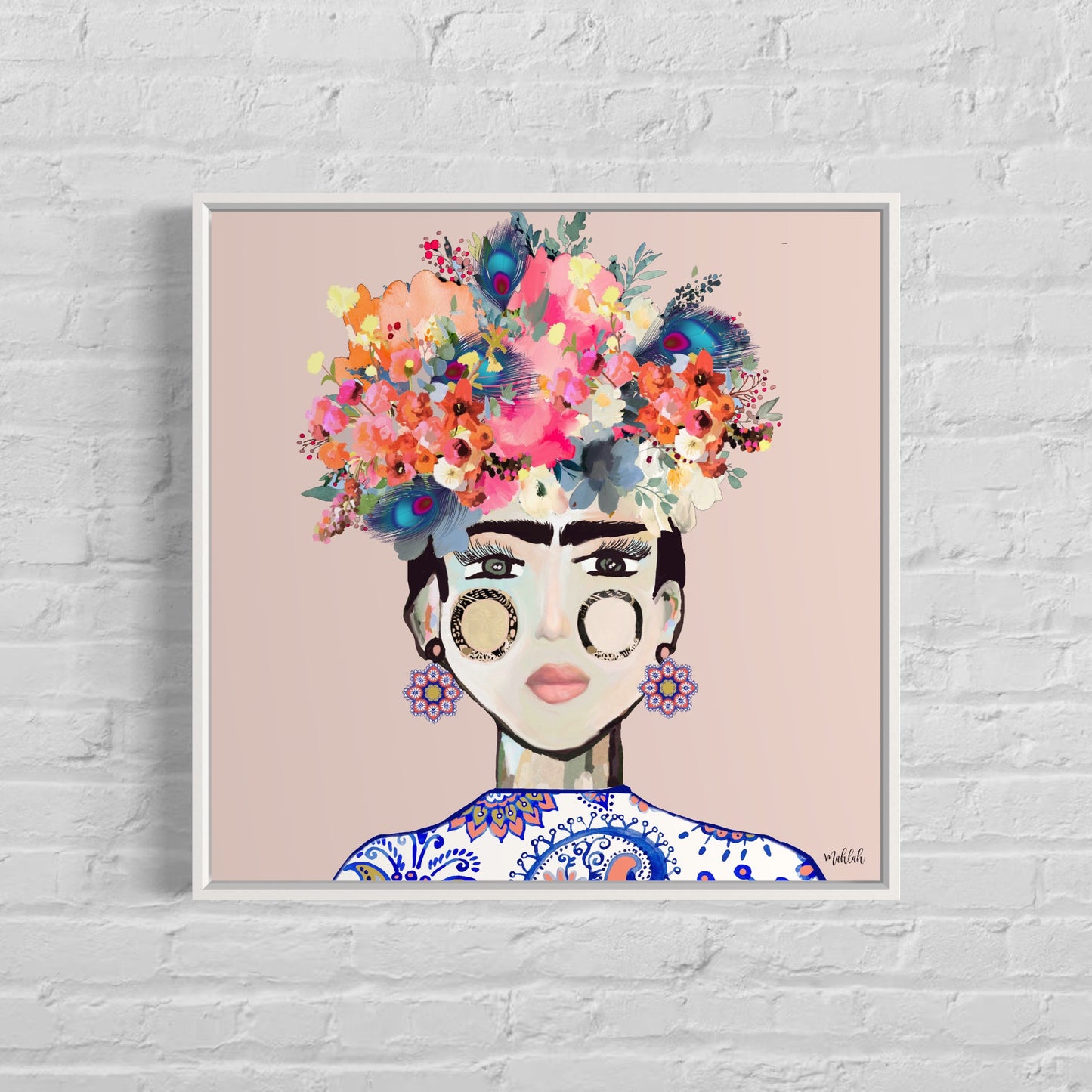 Frida Paisley Canvas Print (#e5d0cb)(Pink)