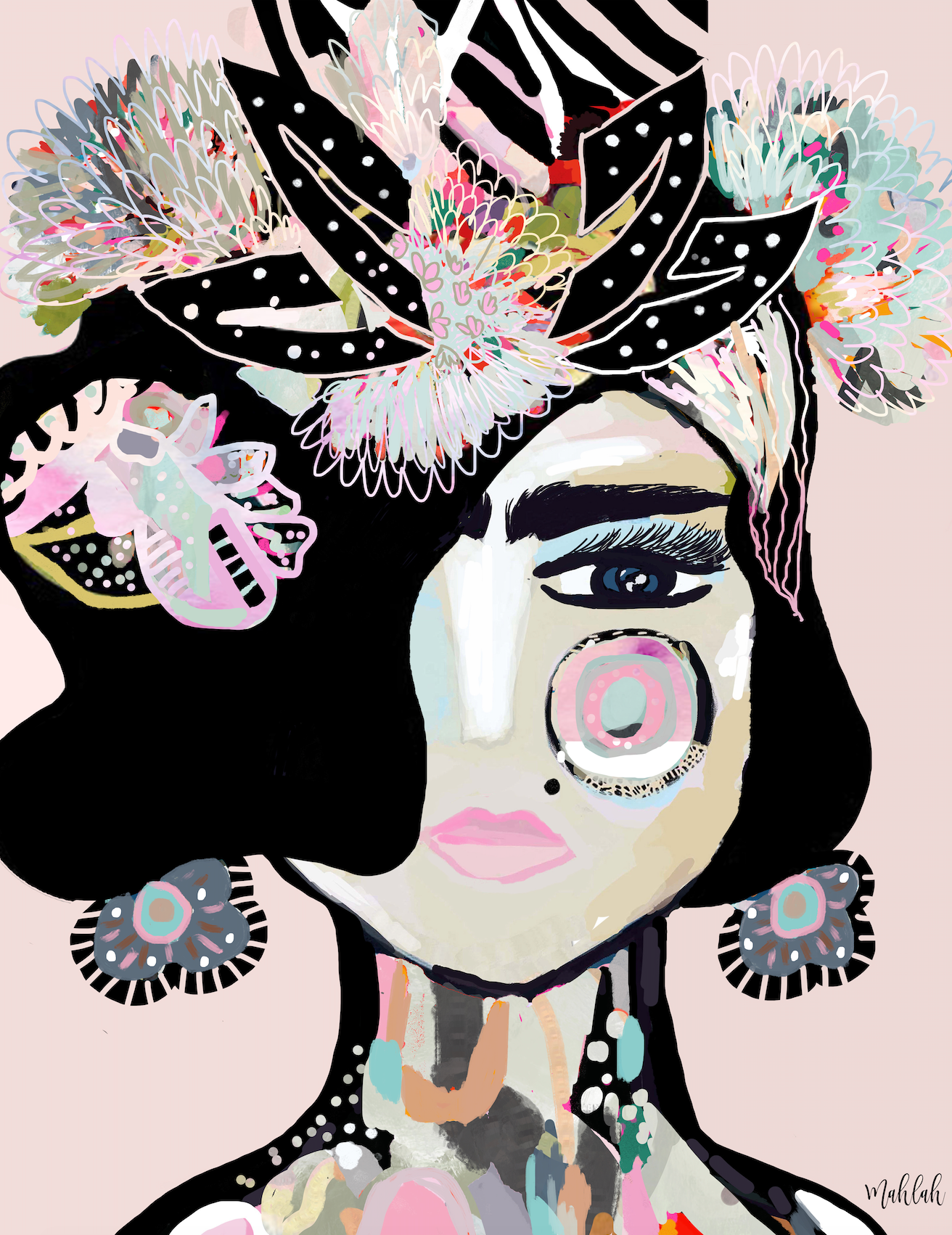 Festive Frida Pastel Print