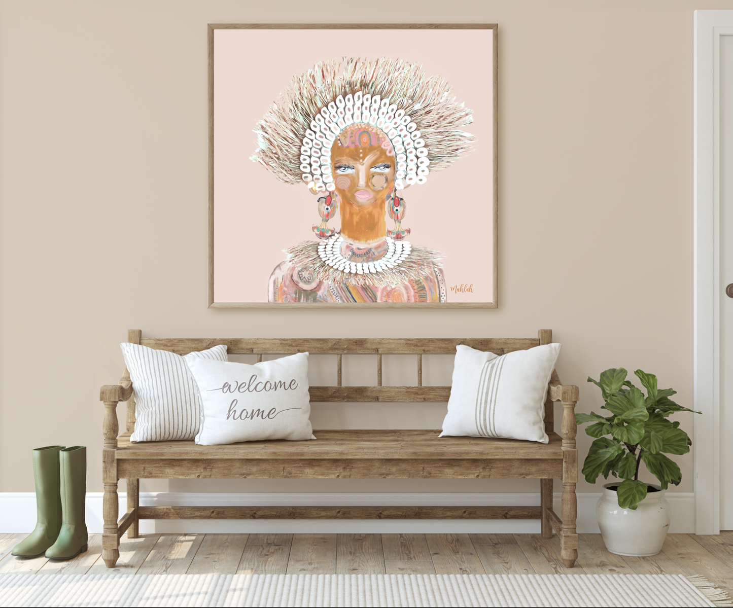 Cream Hera (Square) Canvas Print