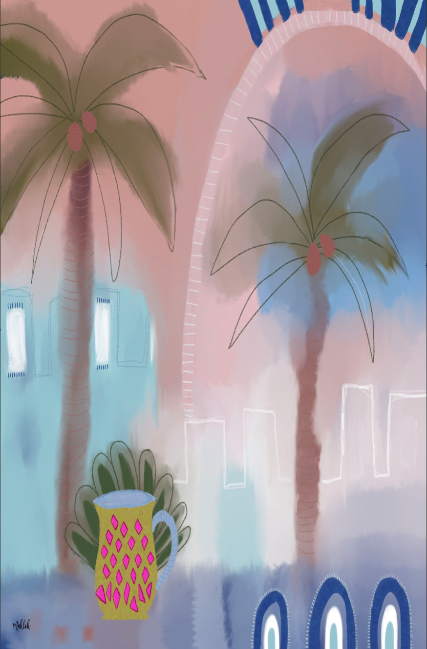 Pinky Blue town Canvas Print