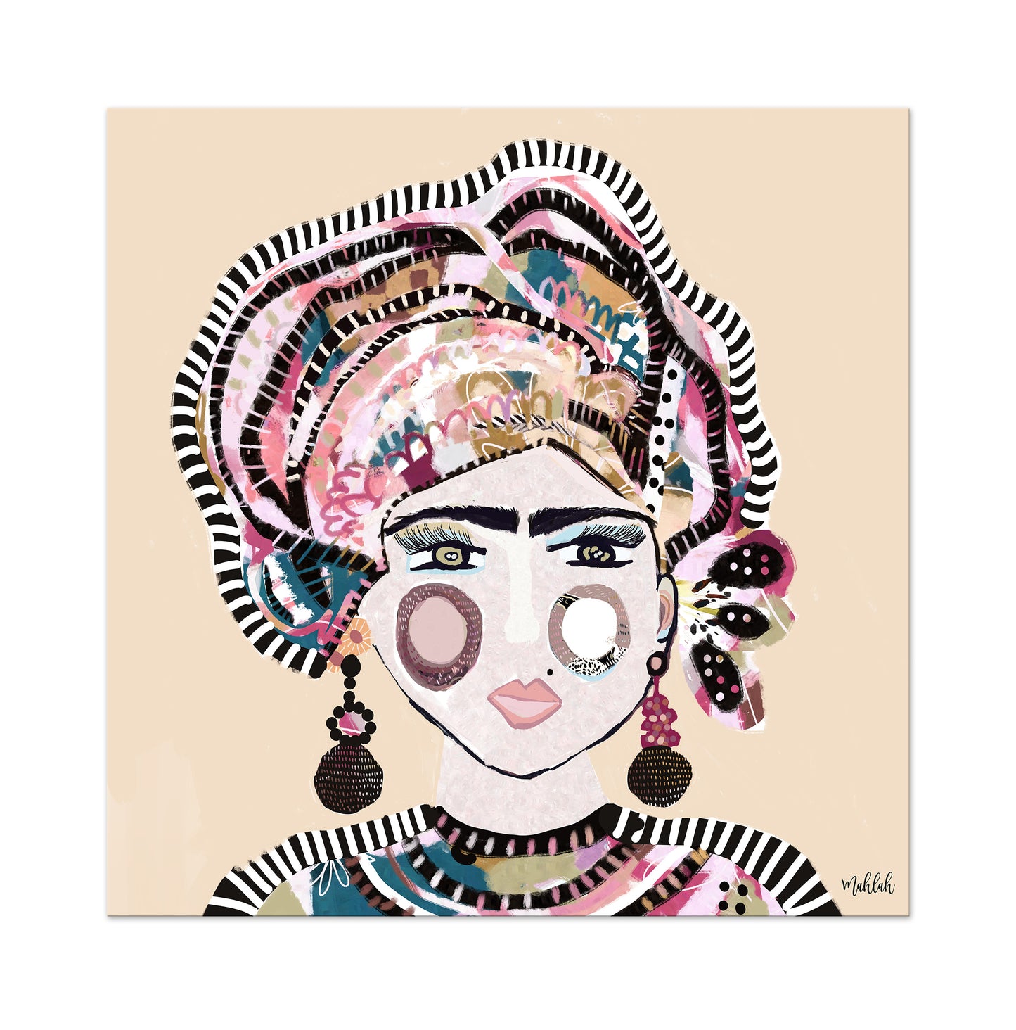 Luna Lines lady canvas print (cream)