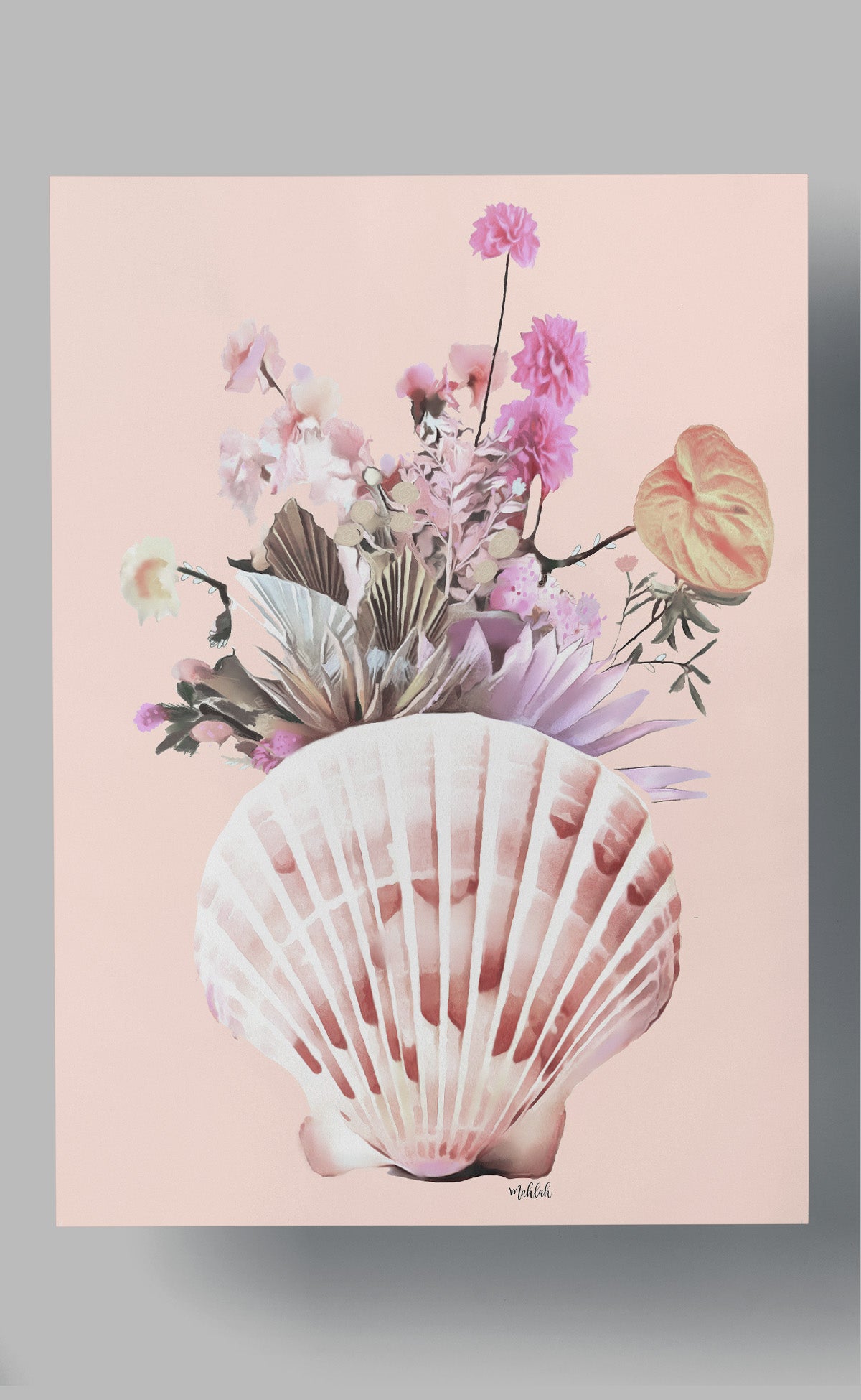 A3 Flower Shell  (Peach) print 300gsm
