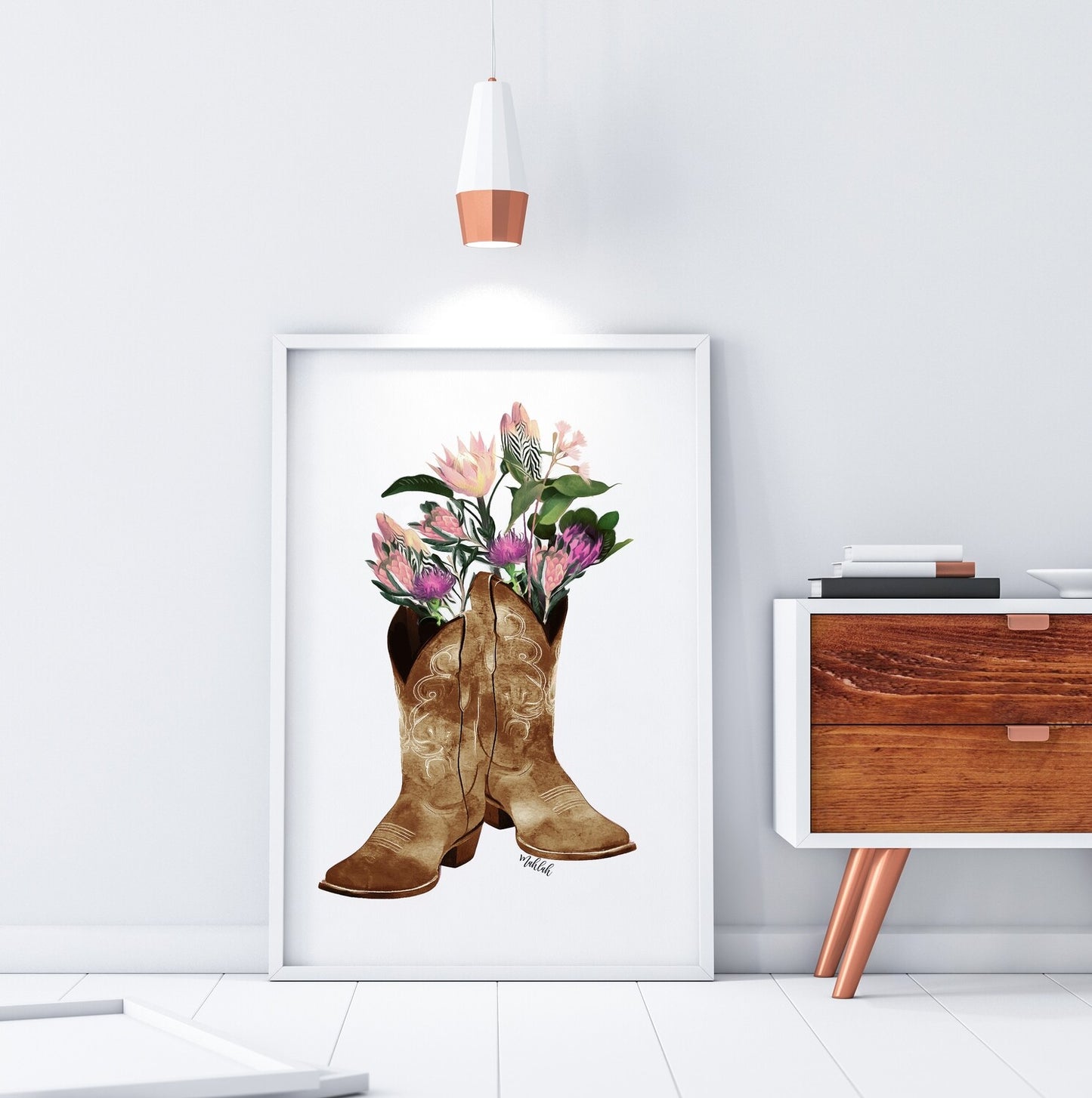 Cowboy Boots Flower Print