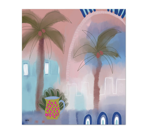 Pinky Blue town Canvas Print