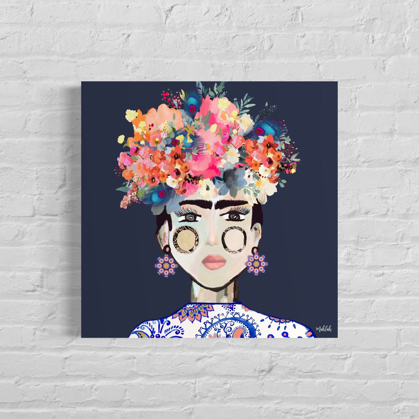 Frida Paisley Canvas Print (#2a3249)