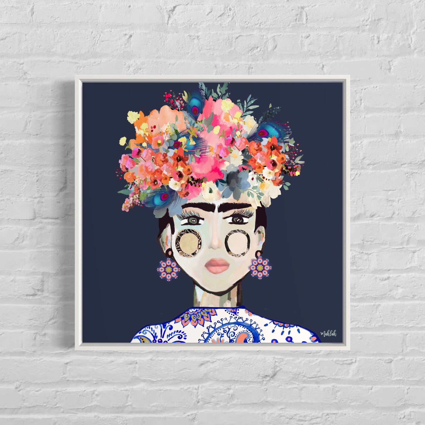 Frida Paisley Canvas Print (#2a3249)