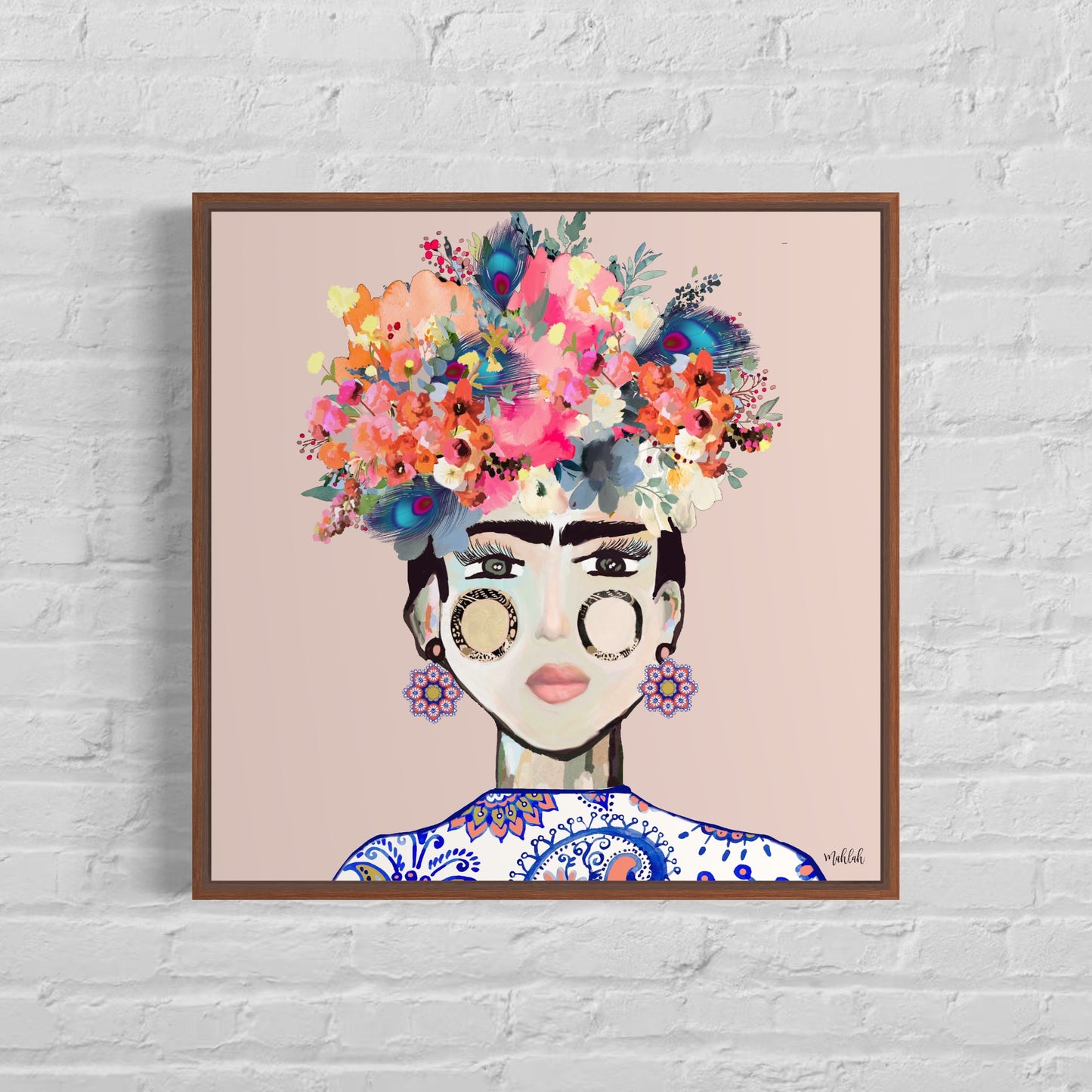 Frida Paisley Canvas Print (#e5d0cb)(Pink)