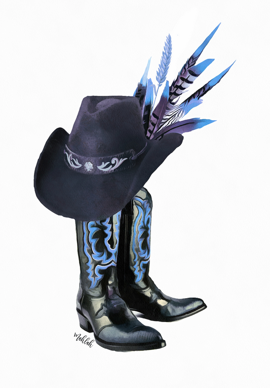 Cowboy Boots  (Blue)  Print