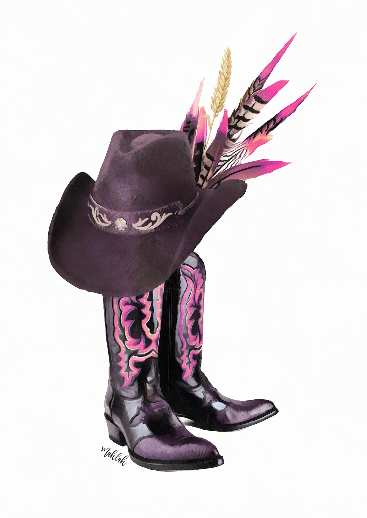 Cowboy Boots  (Pink) Print