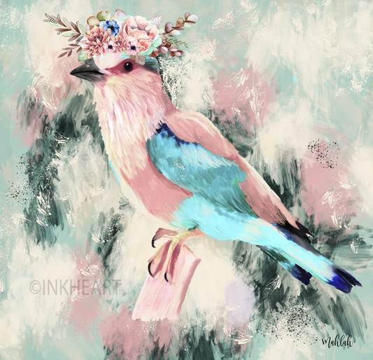 Spring Bird with head piece (Square) Canvas Print