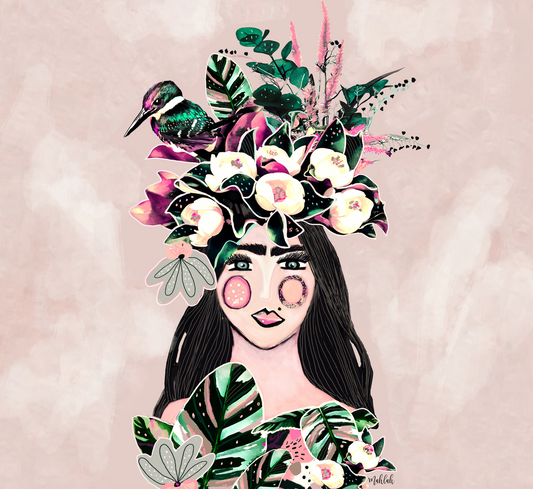 Jungle Frida (Pink Green) (Square) Canvas Print