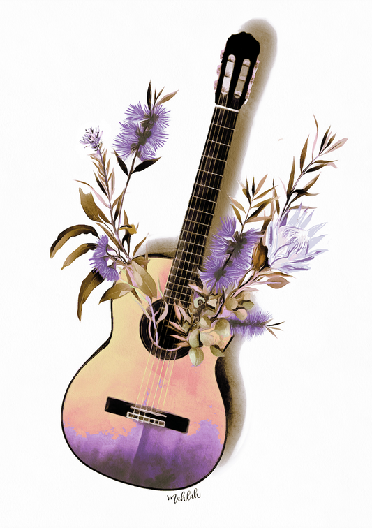 Purple guitar Print