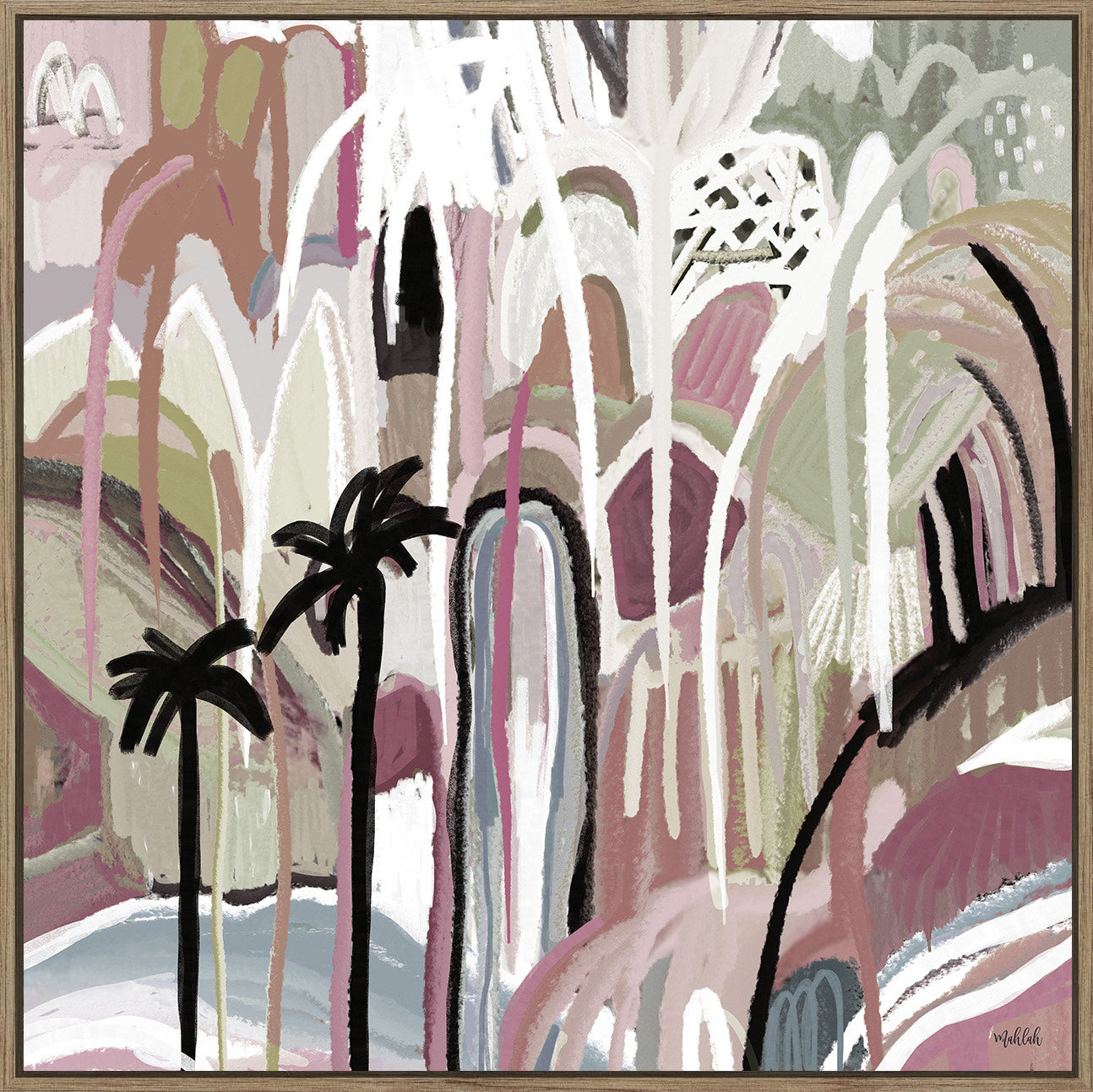 Mahalo abstract (Pink,Green) Canvas Print