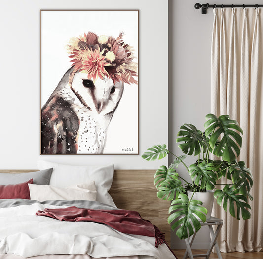Flower Owl Print